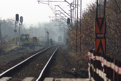 Na wiadukcie widok w kierunku Krakowa - w oddali most na Lwowskiej